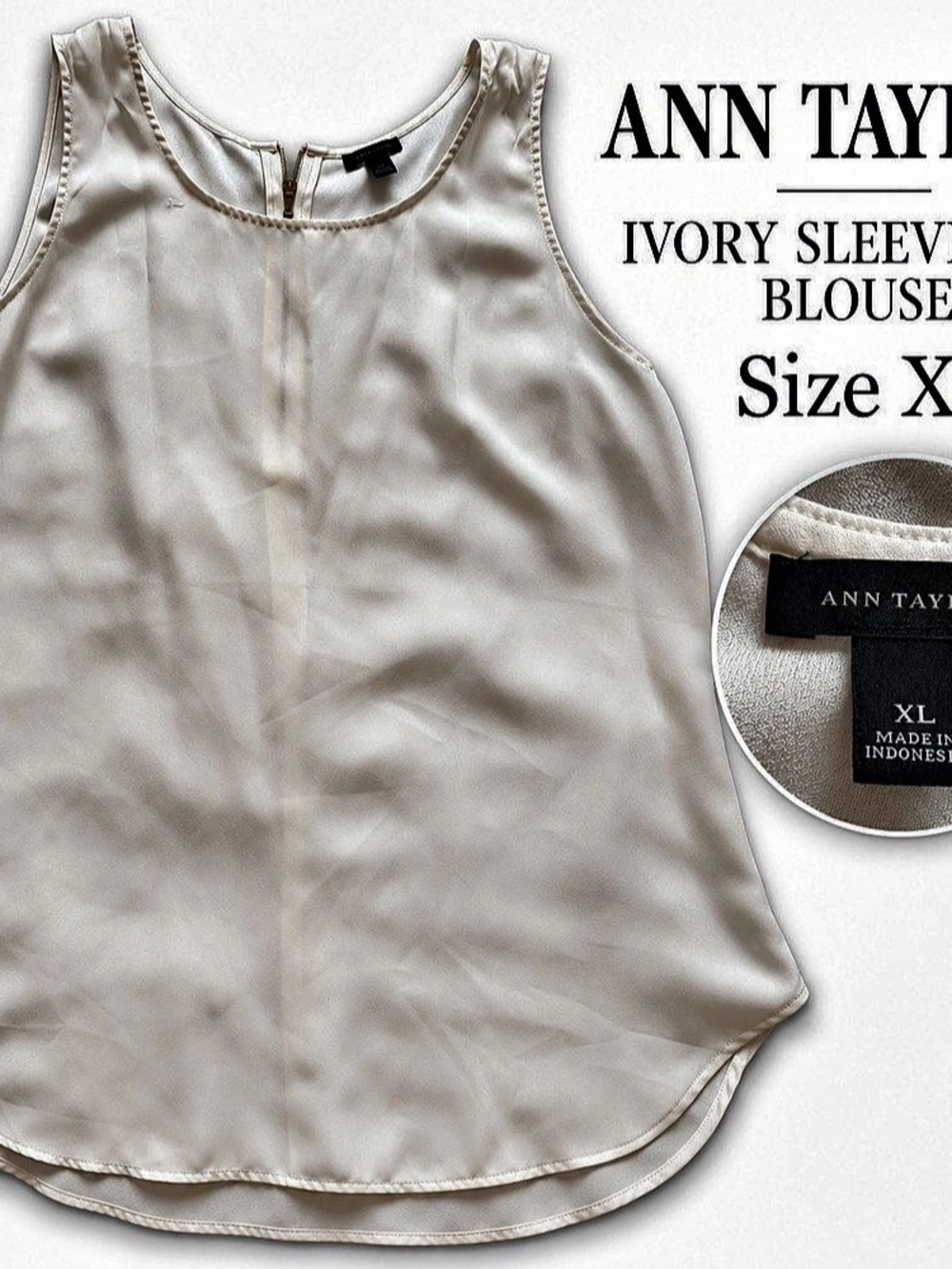 Ann Taylor Sleeveless Blouse in White Size XL Like New